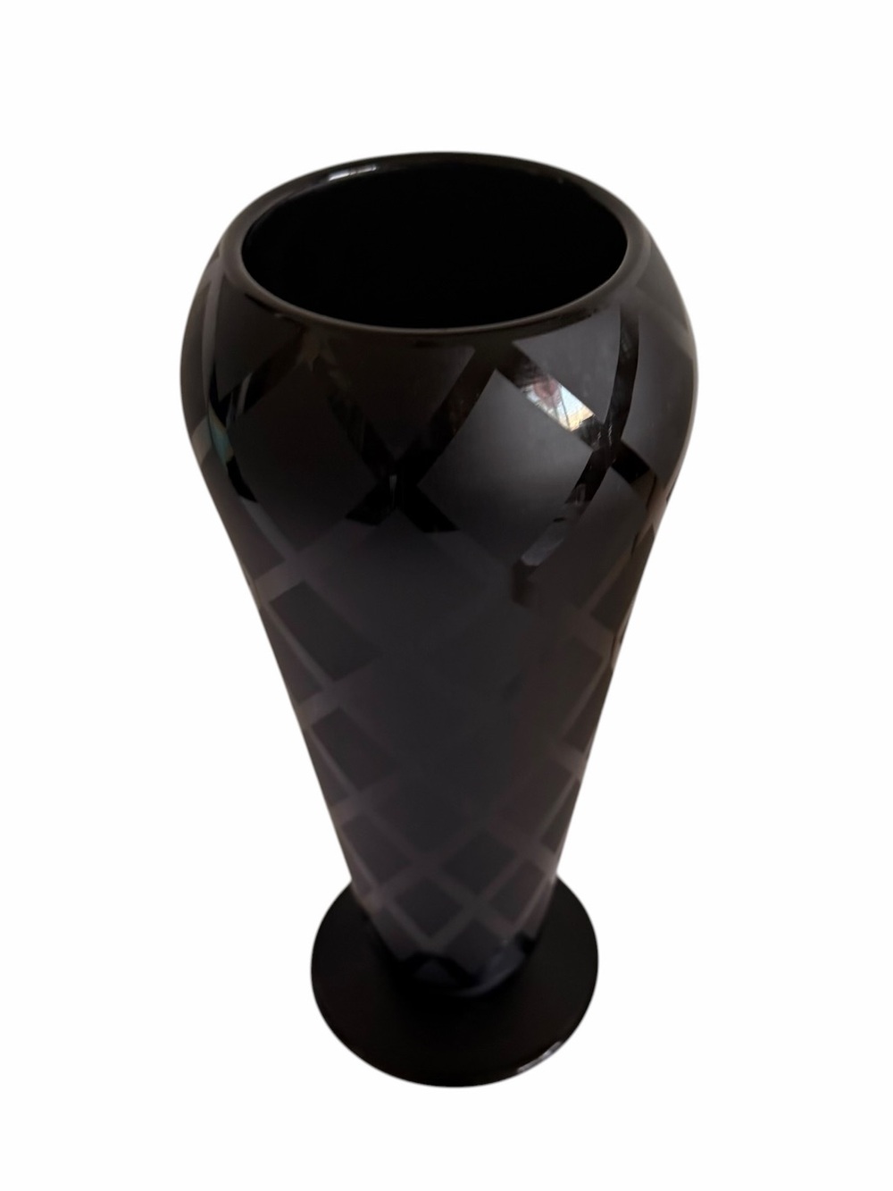 Tiffin Black Sleek Geometric Glass Accent Vase